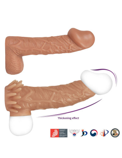 Телесная насадка с усиками и открытой головкой Nude Sleeve M - 12 см.