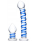 Набор из 2 стеклянных игрушек с синей спиралью Swirly Dildo   Buttplug Set