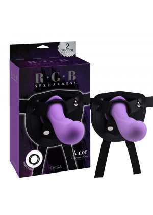 Фиолетовый страпон Amor Strap-On - 15 см.