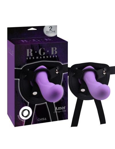 Фиолетовый страпон Amor Strap-On - 15 см.