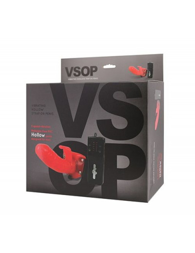 Страпон с вибрацией и клиторальным стимулятором VSOP - 17,5 см.