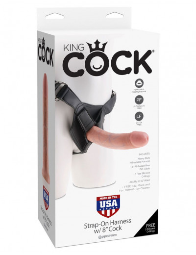 Телесный страпон на трусиках Strap-on Harness Cock - 20,3 см.