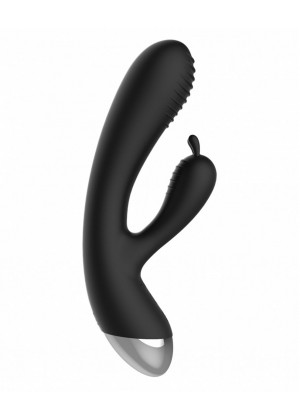 Чёрный вибратор E-Stimulation Rabbit Vibrator с электростимуляцией - 19 см.