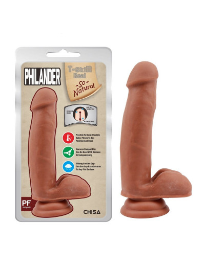Кофейный фаллоимитатор на присоске Philander - 18 см.