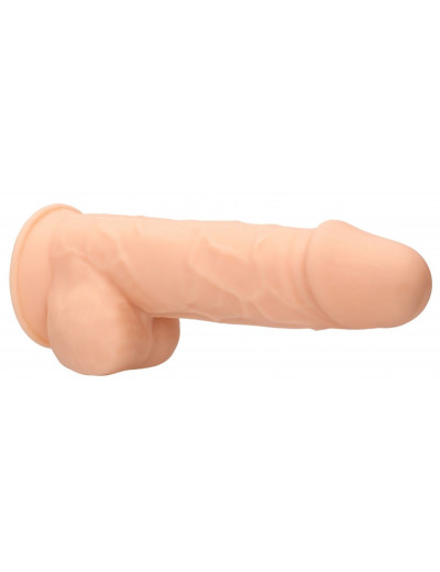 Телесный фаллоимитатор Silicone Dildo With Balls - 21,6 см.