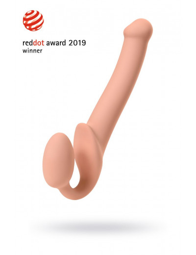Телесный безремневой страпон Silicone Bendable Strap-On M