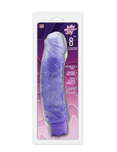 Фиолетовый водонепроницаемый вибратор JELLY JOY SWEET MOVE MULTI-SPEED VIBE - 20 см.