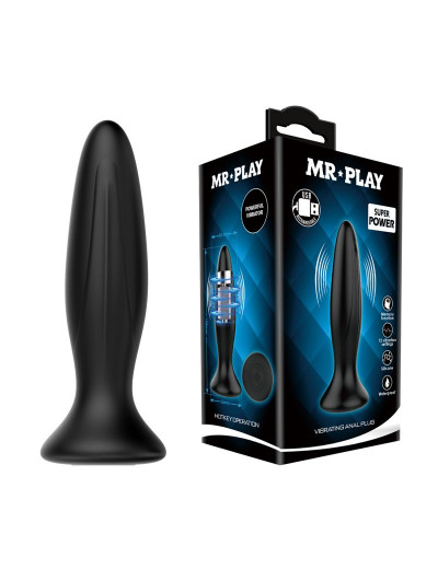 Черная анальная вибропробка Mr Play - 12,8 см.