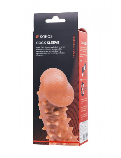 Телесная закрытая насадка с пупырышками Cock Sleeve 005 Size L - 17,6 см.