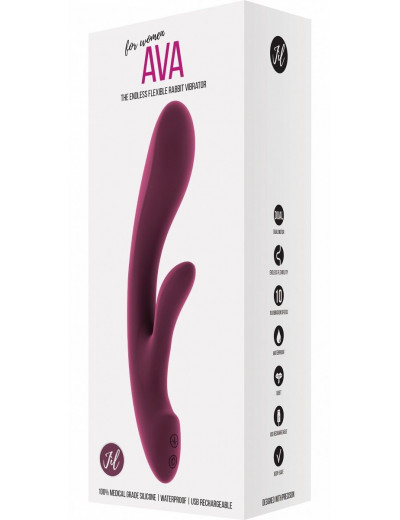 Розовый вибратор Ava с клиторальным отростком - 22 см.
