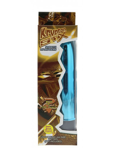 Голубой гладкий вибромассажёр KRYPTON STIX 5 MASSAGER M/S BLUE - 12,7 см.