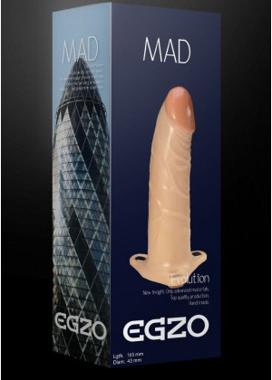Полый поясной фаллоимитатор MAD - 16,5 см.
