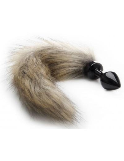 Черная маленькая анальная пробка с хвостиком Fox Tail Buttplug