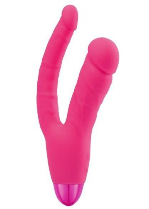 Розовый двойной вибратор INDULGENCE Rechargeable Insatiable Desire - 21 см.