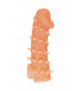 Телесная закрытая насадка с пупырышками Cock Sleeve 005 Size S - 13,8 см.