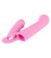 Нежно-розовая двойная вибронасадка на палец Vibrating Finger Extension - 17 см.