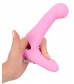 Нежно-розовая двойная вибронасадка на палец Vibrating Finger Extension - 17 см.