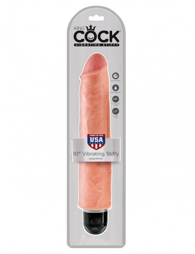 Телесный вибратор-реалистик 10  Vibrating Stiffy - 30,5 см.