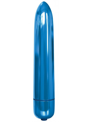 Голубая гладкая вибропуля Rocket Bullet - 8,9 см.