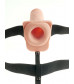 Телесный перезаряжаемый вибрострапон 7  Hollow Rechargeable Strap-on with Balls - 20,3 см.