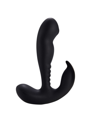Черный вибростимулятор простаты Anal Vibrating Prostate Stimulator with Rolling - 13,3 см.
