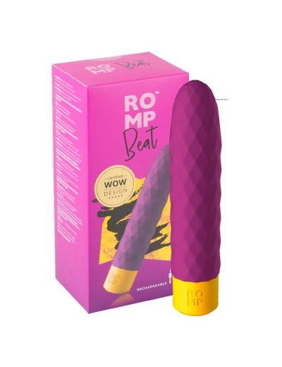 Лиловый рельефный мини-вибростимулятор Romp Beat - 15 см.