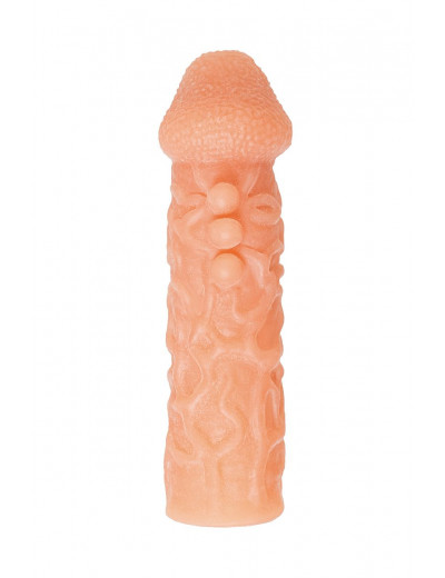 Телесная закрытая насадка с шершавой головкой Cock Sleeve 007 Size S - 13,8 см.
