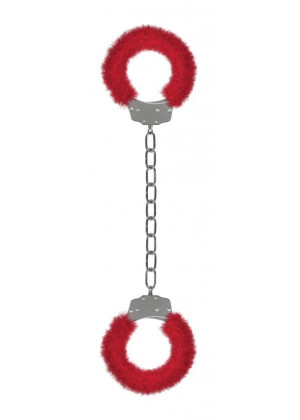 Кандалы с красным мехом Furry Ankle Cuffs