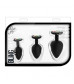 Набор из 3 черных анальных пробок с радужным кристаллом Bling Plugs Training Kit