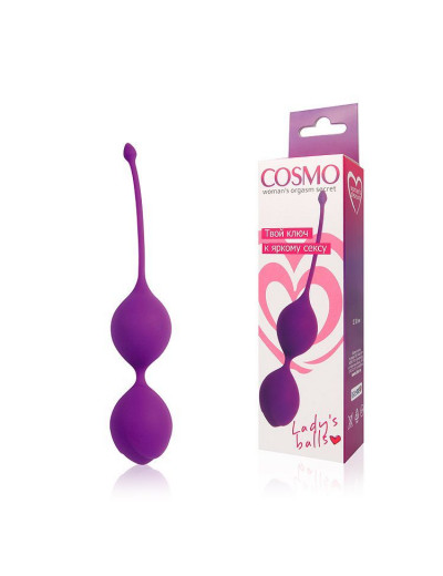 Фиолетовые двойные вагинальные шарики с хвостиком Cosmo