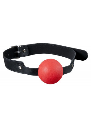Красный силиконовый кляп-шар с ремешками из полиуретана Solid Silicone Ball Gag