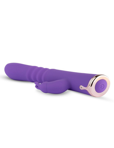 Фиолетовый вибратор-кролик The Queen Thrusting Vibrator - 29 см.