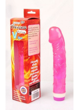 Розовый вибратор Pleasure Fantasy с богатым рельефом - 22,5 см.