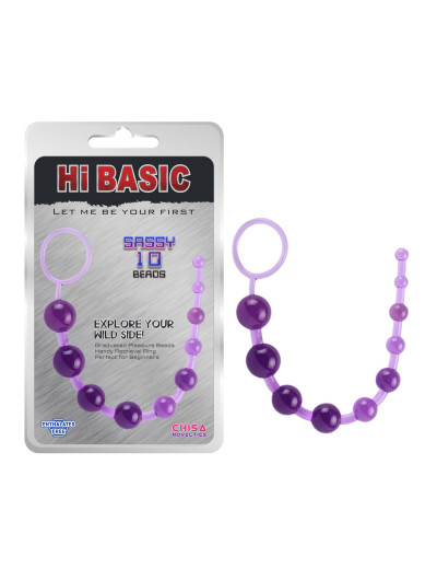 Фиолетовая анальная цепочка Sassy Anal Beads - 26,7 см.