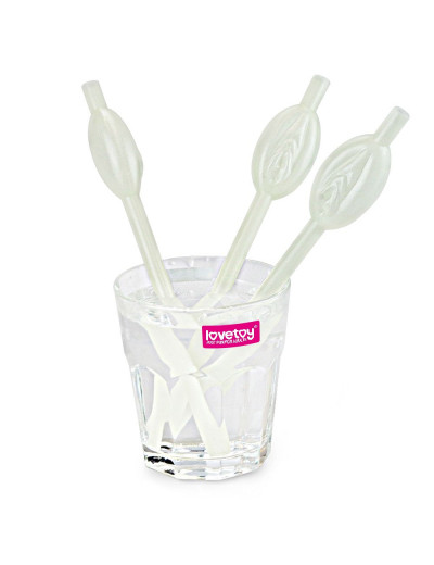 Светящиеся в темноте трубочки для напитков в виде вагины Pussy Straws - 9 шт.