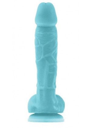 Голубой фаллоимитатор, светящийся в темноте, Firefly 5  Pleasures Dildo - 17 см.