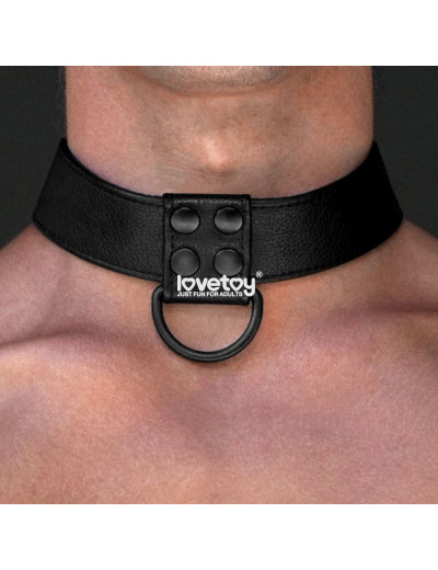 Черный ошейник Bondage Fetish Black Matt Collar With Leash с цепочкой-поводком