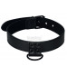 Черный ошейник Bondage Fetish Black Matt Collar With Leash с цепочкой-поводком