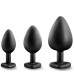 Набор из 3 черных пробок с прозрачным кристаллом-сердечком Bling Plugs Training Kit
