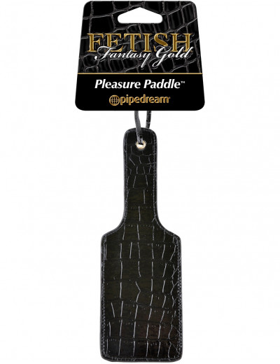 Чёрная с золотом шлепалка Gold Pleasure Paddle