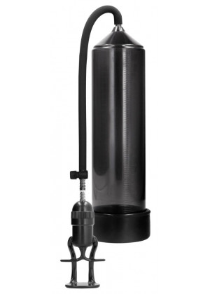 Черная вакуумная помпа для мужчин с насосом в виде поршня Deluxe Beginner Pump