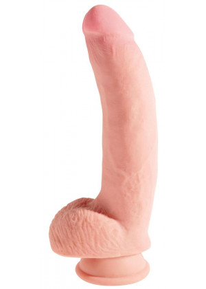 Телесный фаллоимитатор на присоске 10  Triple Density Cock with Balls - 26,7 см.
