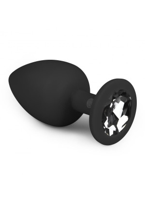 Черная анальная пробка с кристаллом Diamond Plug Large - 10 см.