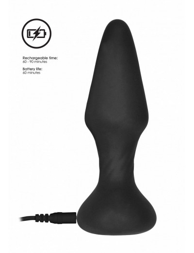 Черный анальный вибромассажер N 81 Rechargeable Remote Controlled Butt Plug - 14 см.