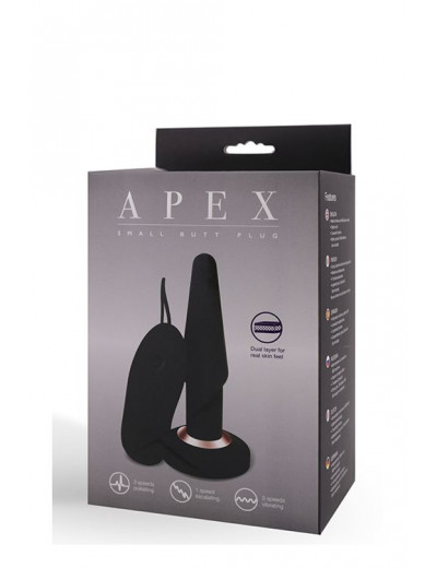 Чёрная анальная вибропробка APEX BUTT PLUG SMALL BLACK - 14 см.