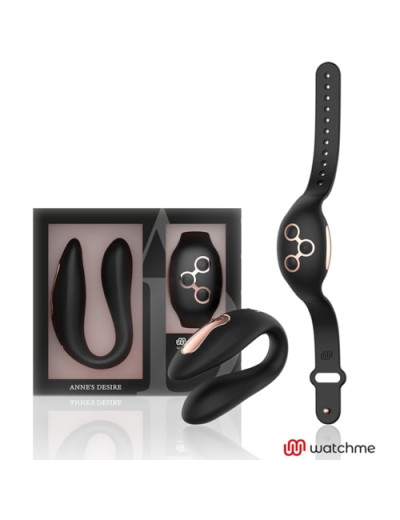 Черно-золотой вибратор для пар с пультом-часами Anne s Desire Dual Pleasure Vibe