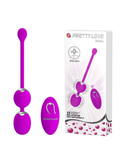 Лиловые вагинальные виброшарики Willie с пультом ДУ