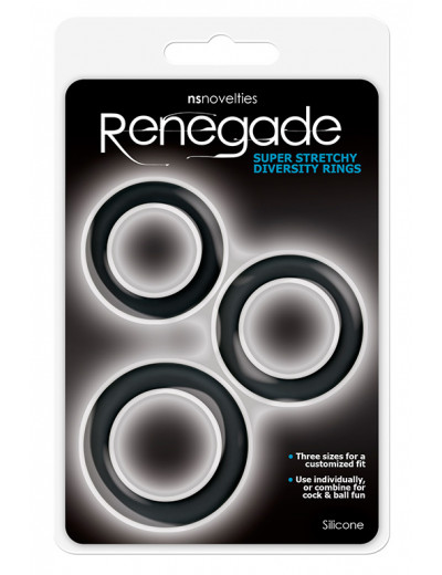 Набор из 3 чёрных эрекционных колец Renegade Diversity Rings Black