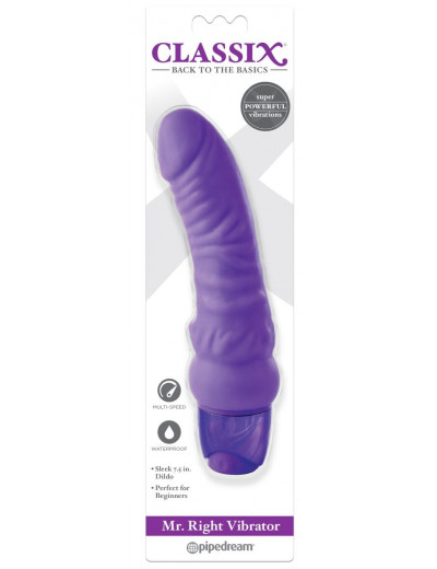 Фиолетовый вибромассажер Classix Mr. Right Vibrator - 18,4 см.