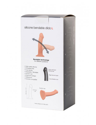 Телесный фаллос на присоске Silicone Bendable Dildo L - 19 см.